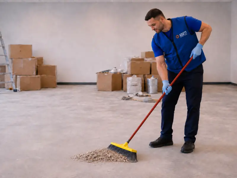 Sweeping at Construction Site Construction Cleaning